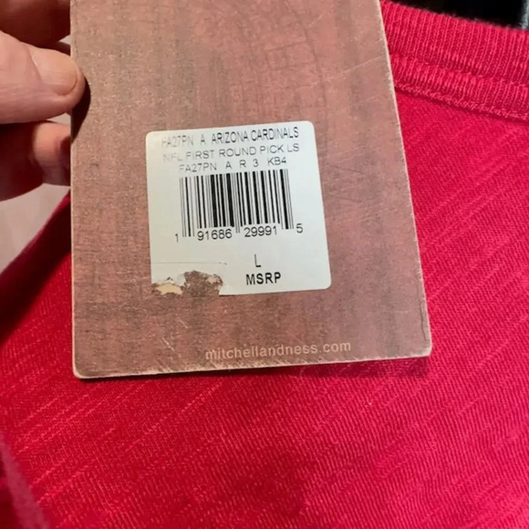 NEW Mitchell & Ness NFL Arizona Cardinals Henley Long Sleeve T-Shirt Red Mens L - Picture 8 of 9